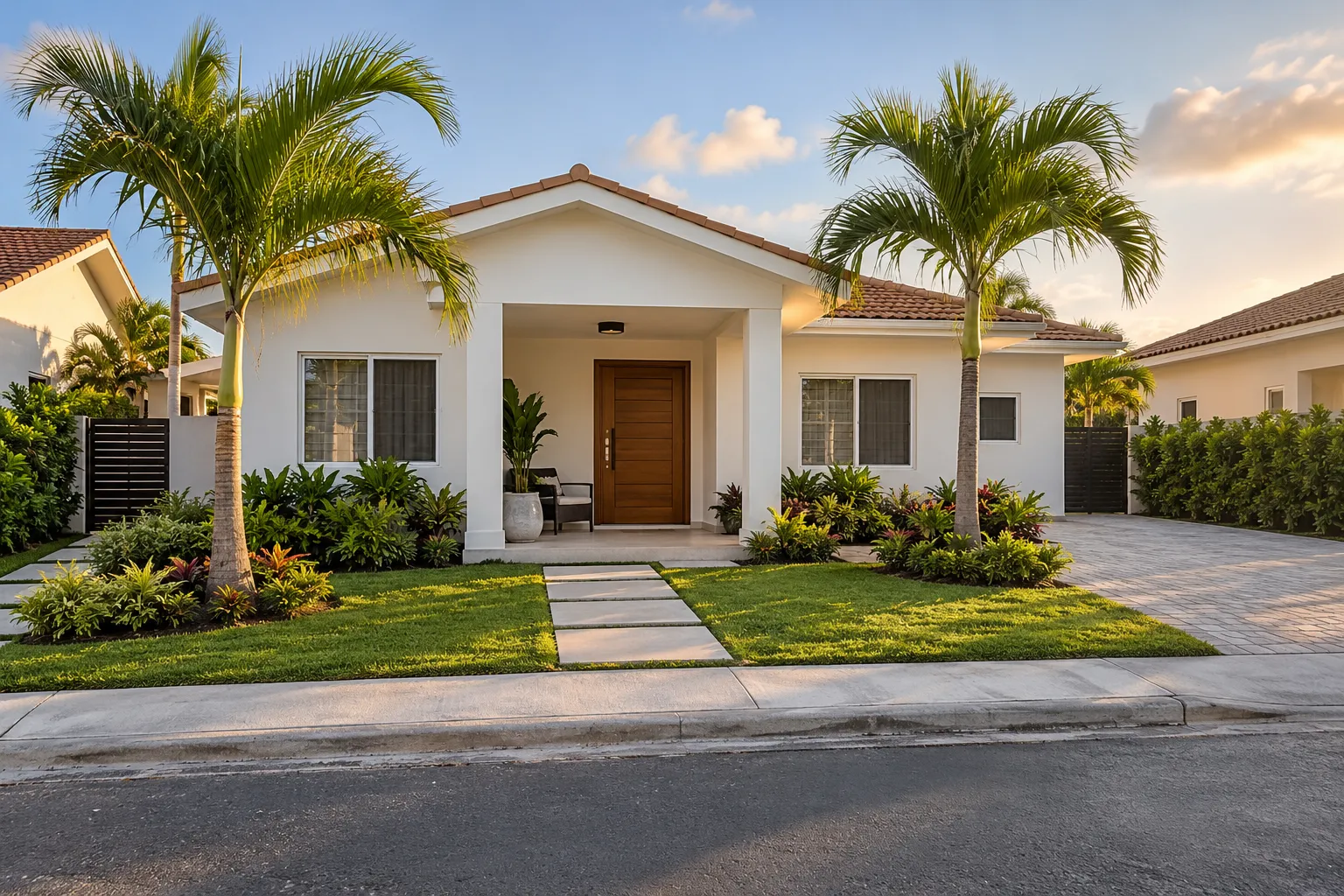 Concepto de casa con porche y jardín en Punta Cana